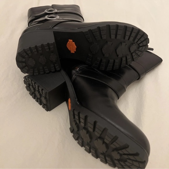 HARLEY-DAVIDSON ~ Boot Women Sz 9M Black Motorcycle Block Heel Side Zip New - Picture 3 of 4